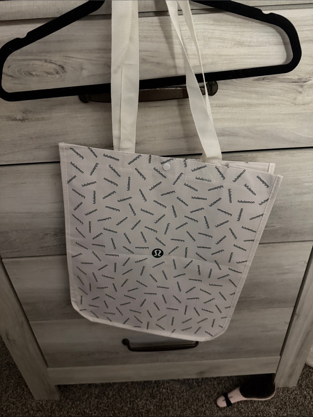 lululemon athletica White Logo-Print Canvas Tote with Black Accents